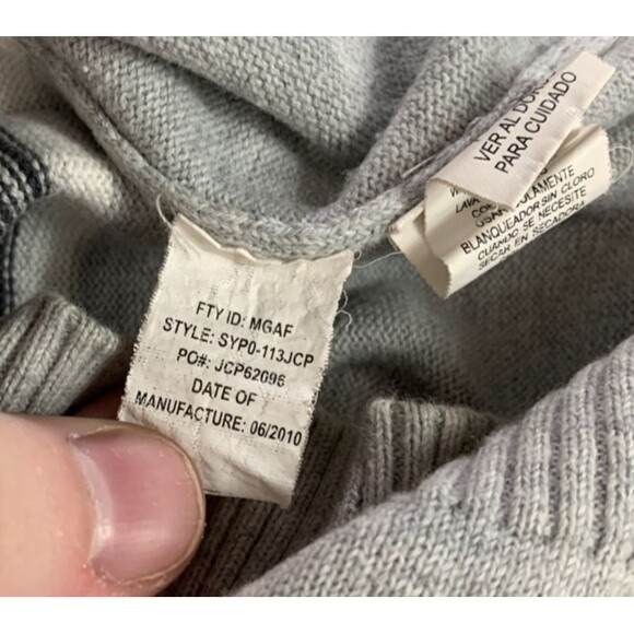 Men's (XXL) XG Cotton Striped Gray Yellow Black Longsleeve Sweater - Picture 7 of 13